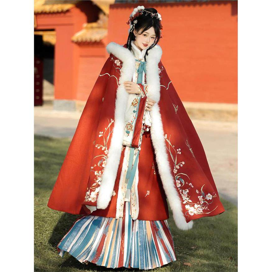 锦宣阁原创【黛玉】冬款明制汉服女百褶裙斗篷加绒加厚刺绣套装,淘宝优惠券,粉丝福利购,淘宝优惠卷