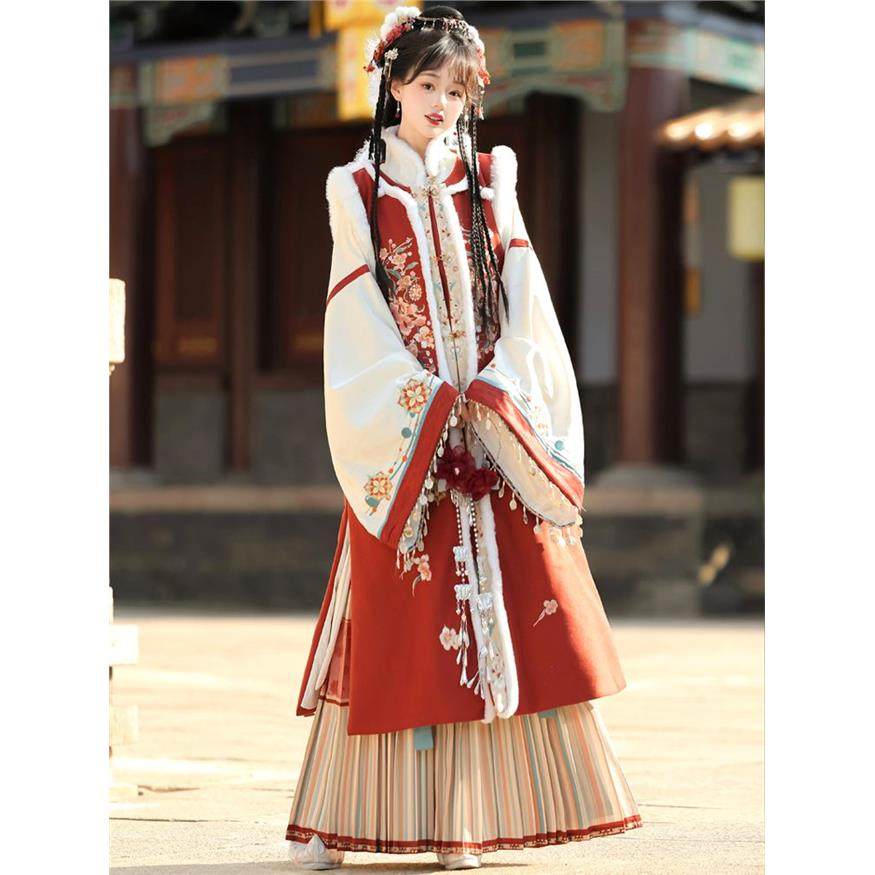 锦宣阁原创【黛玉】冬款明制汉服女百褶裙斗篷加绒加厚刺绣套装,淘宝优惠券,粉丝福利购,淘宝优惠卷