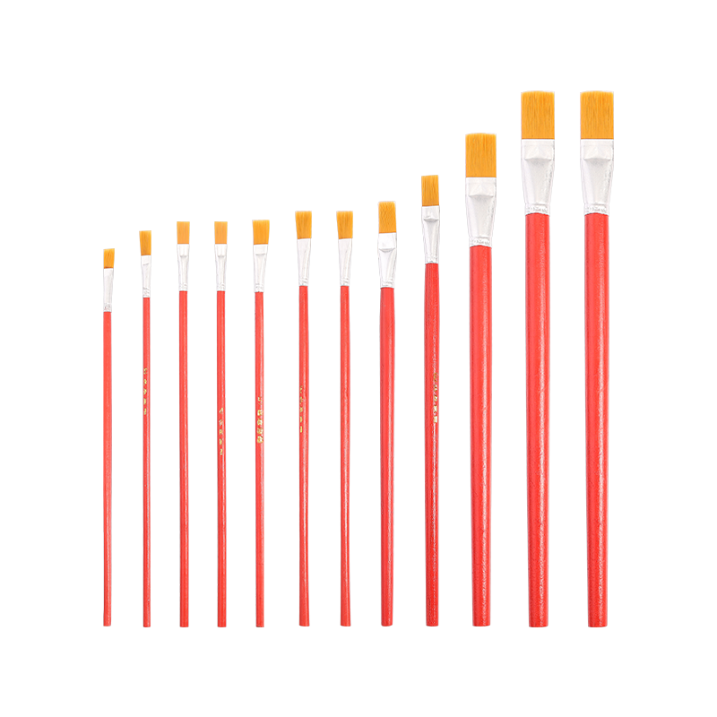 红杆尼龙油画笔丙烯水彩水粉笔排笔工业油漆胶水排刷学生绘画套装-图3