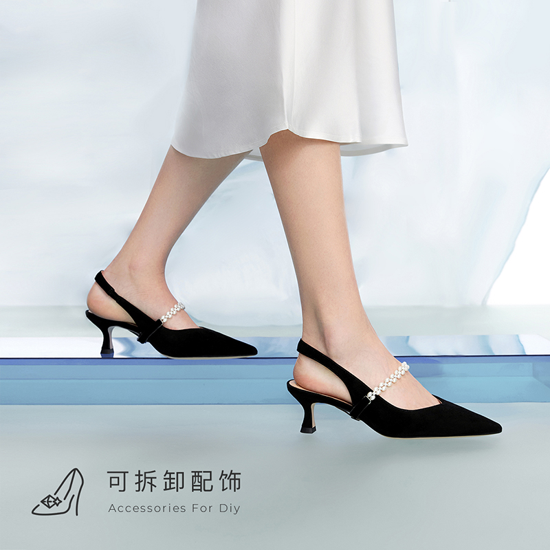 7or9熔岩蛋糕夏天爆款凉鞋高级感包头法式单鞋黑色空气棉高跟鞋女 - 图3