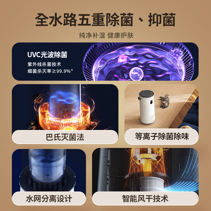 【政府补贴】舒乐氏空气净化加湿器一体机家用卧室客厅除醛除菌