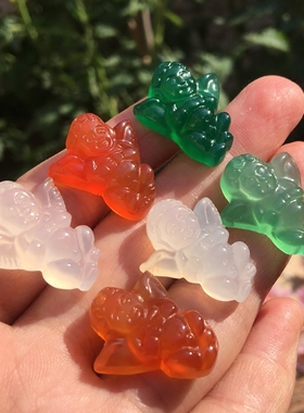 天然玉髓玛瑙爱神丘比特天使吊坠 宝宝儿童款守护神玉佩项链礼物