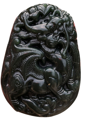 新疆和田玉飞天麒麟玉牌麒麟赐福玉佩吊坠颈饰挂件男女玉坠送证书