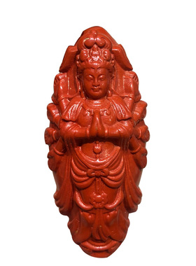 天然原矿高含量朱砂生肖守护神千手观音本命佛吊坠可做佛珠坠转运