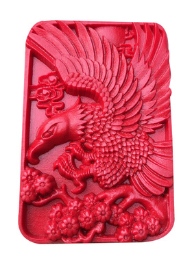 台湾原色朱砂大展宏图吊坠 本命年男女款老鹰领头项链毛衣链挂件