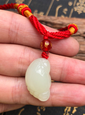 玉见美玉新疆和田青白玉脚丫吊坠男女儿童宝宝款知足常乐佛脚玉佩