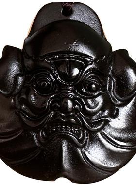 正宗真品黑曜石钟馗头吊坠男女小款大胡子天师夜路怕随身赐福挂件