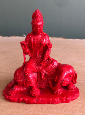 普贤文殊菩萨佛像朱砂红菩佛像摆件本命佛家居生肖龙蛇兔像坐观音