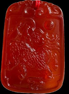 红玛瑙火麒麟挂件缺火补火事顺安福男女随身龙年属相玉吊坠可刻字