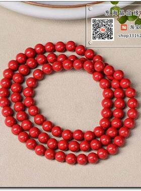 原矿朱砂红砂水飞砂6毫米三圈多圈手链简单大方P邪转运本命年礼物