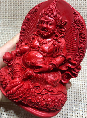 帝王红朱砂黑财神摆件 吐财鼠抱元宝大黑天明王摆饰供奉家居礼物