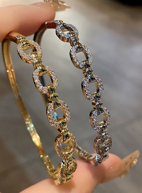 铜镀18k真金个性夸张网红首饰ins时尚轻奢气质感简约手镯女