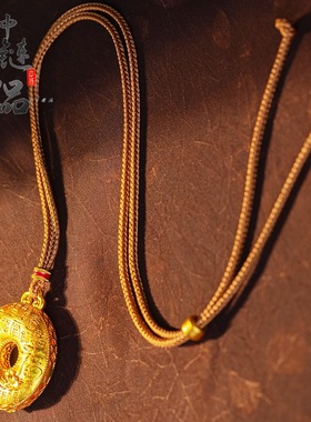 金店同款古法越南沙金錾刻牡丹花百福平安扣国风牡丹花平安扣百搭