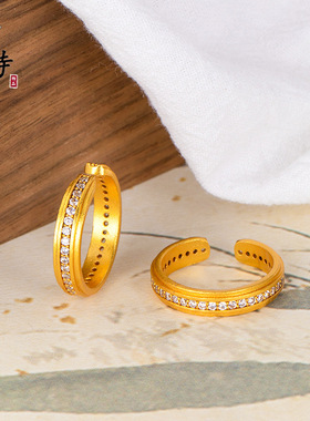 越南沙金不掉色时尚欧美感镶钻排钻戒指满天星指戒简约小众开口女