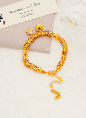 不掉色越南沙金小锁包星星盘缠手链女新中式国潮风新款盘缠手串