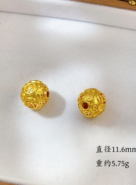 越南古法沙金八方来财福牌项链爆闪切割珠复古气质编织项绳不掉色