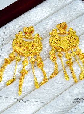 古法越南沙金繁花似锦流苏百合花锁包吊坠女时尚金店款毛衣链挂坠