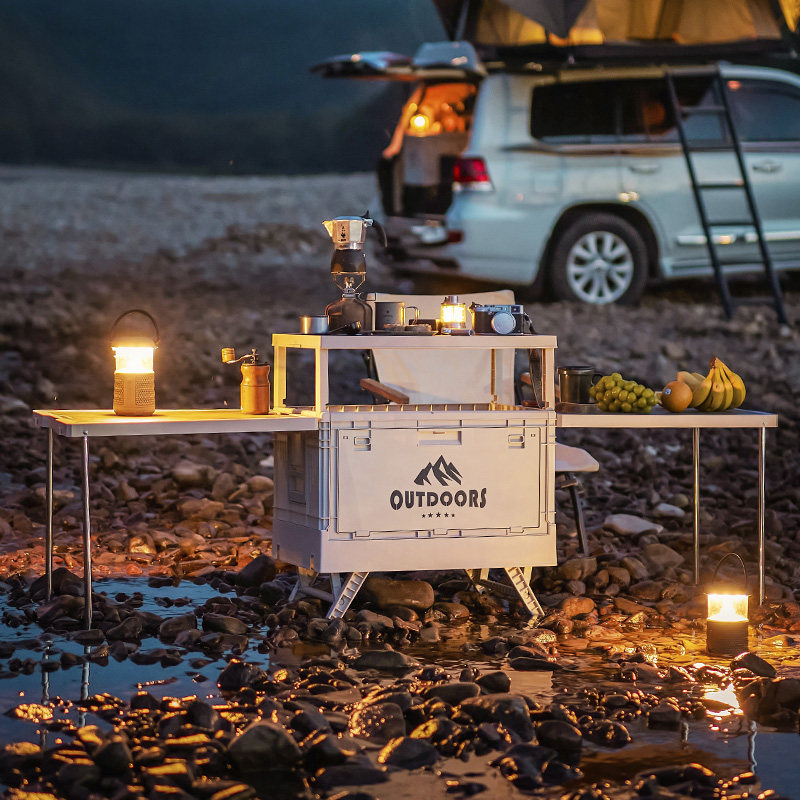 户外折叠露营箱箱桌一体木盖子野营箱野餐收纳箱车载大容量整理箱,淘宝优惠券,粉丝福利购,淘宝优惠卷