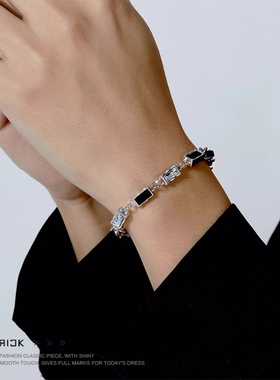 男士手链钛钢不掉色黑色定制刻字