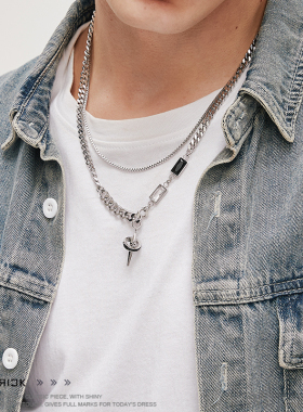 项链男款刻字送礼高级感毛衣链