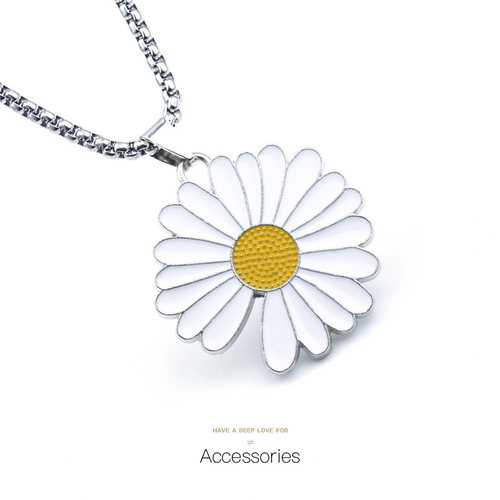 FDK正品太阳花毛衣项链男同款GD雏菊潮吊坠女Ins钛钢卫衣送男友 - 图2