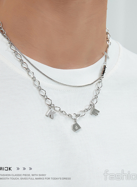 FDK原创正品字母吊坠古巴链