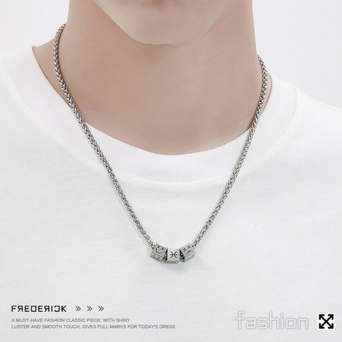 FDK原创笑脸十二星座情侣项链男潮女嘻哈男士高级感情人节送礼物 - 图0