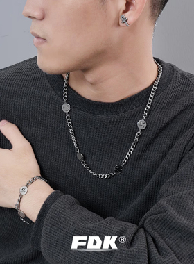 fdk笑脸项链表情链条衔接ins潮女