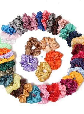 6/10/12/20/30/50Pcs Fashion Women Silk Solid Scrunchies Elas