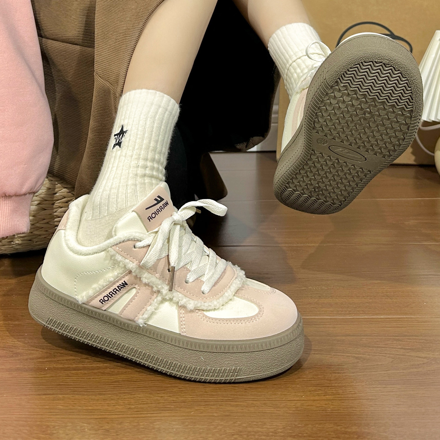 回力加绒德训女鞋2025新款冬季保暖二棉鞋女ins潮小众爆款板鞋女,淘宝优惠券,粉丝福利购,淘宝优惠卷