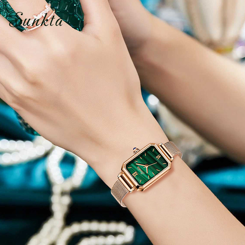 sunkta复古方盘女简约气质石英表 利格手表国产腕表