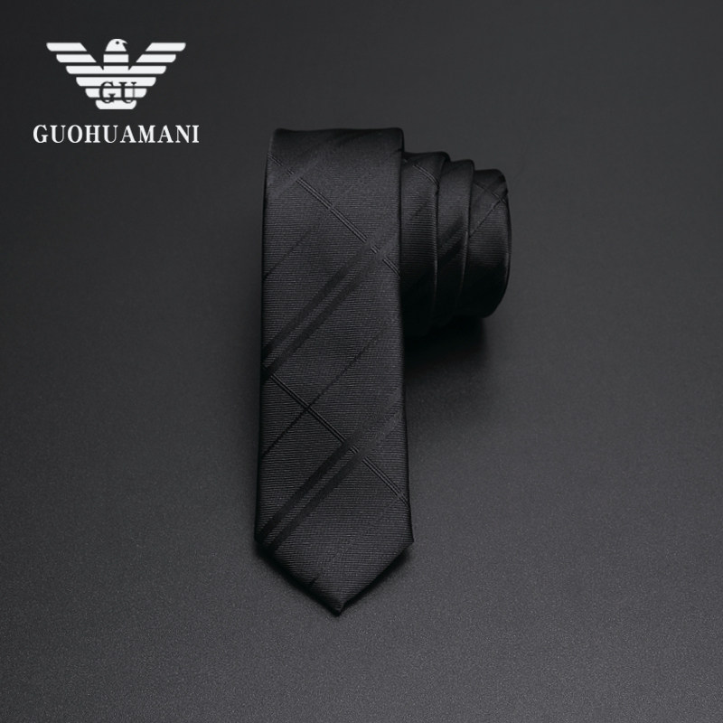 国华玛尼窄款领带男正装5cm黑色拉链轻奢韩版纯黑真丝男生免打结,淘宝优惠券,粉丝福利购,淘宝优惠卷