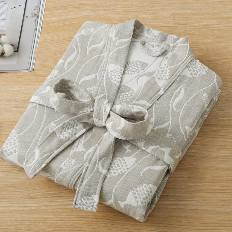 秋若薇纯棉春夏三层纱布加密棉浴袍 秋若薇睡袍/浴袍