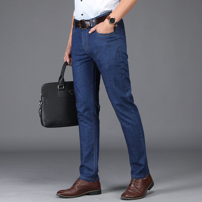 冰丝男士夏季宽松直筒潮牌牛仔裤 宾吉威牛仔裤