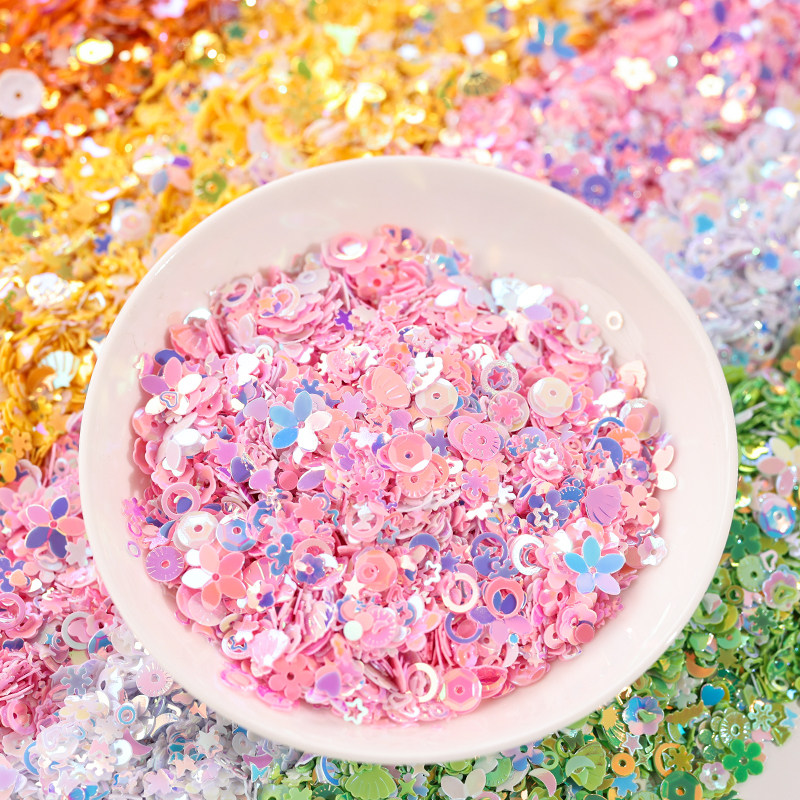 梅花盒幻彩小亮片diy材料包配件马卡龙色混款手工装饰流沙填充物,淘宝优惠券,粉丝福利购,淘宝优惠卷