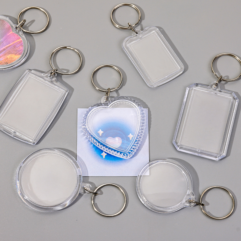 照片钥匙扣空白透明广告人像相片大头贴锁匙扣号码牌寄存牌包挂件 - 图1