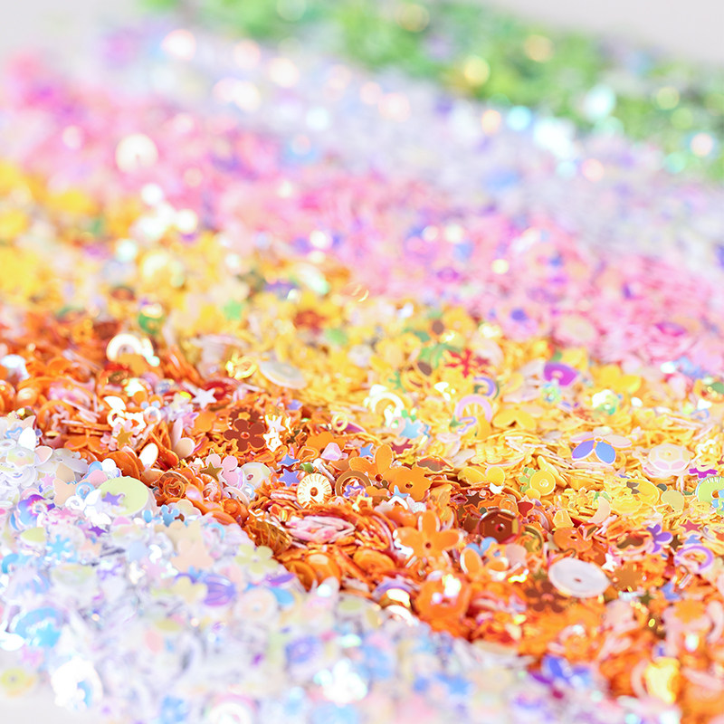 梅花盒幻彩小亮片diy材料包配件马卡龙色混款手工装饰流沙填充物,淘宝优惠券,粉丝福利购,淘宝优惠卷