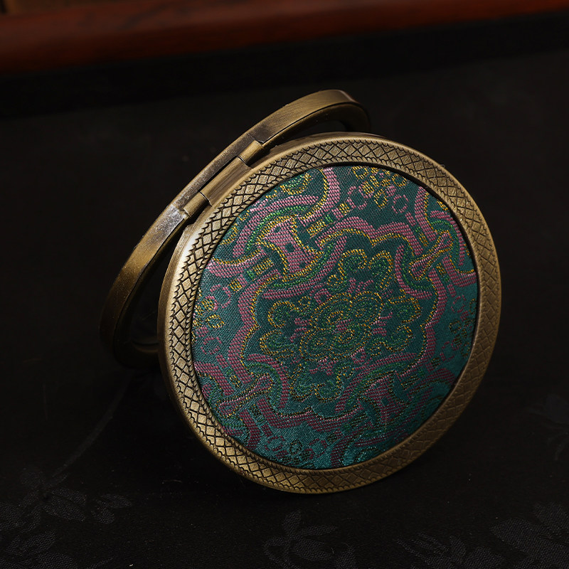 手工diy宋锦包布刺绣镜胚底座材料包随身补妆双面折叠小镜子复古,淘宝优惠券,粉丝福利购,淘宝优惠卷
