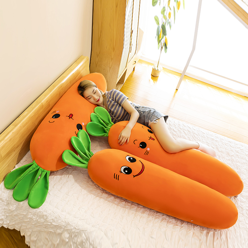 可拆洗胡萝卜长条枕睡觉床上夹抱枕 幼亲母婴毛绒布艺类玩具