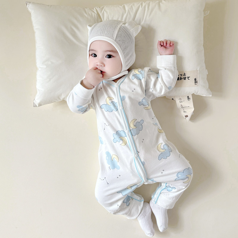 婴儿连体衣纯棉春秋款新生儿衣服打底内衣睡衣宝宝哈衣爬服秋装