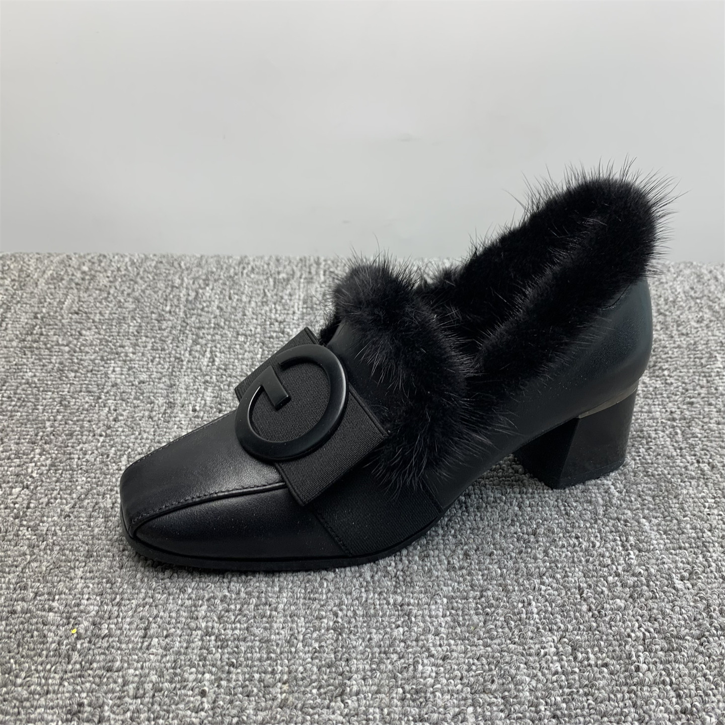 撤柜断码处理真皮加绒棉鞋女2025冬新款羊皮粗跟深口英伦风毛毛鞋,淘宝优惠券,粉丝福利购,淘宝优惠卷