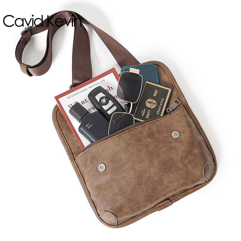 cavid kevin复古胸包休闲潮单肩包 vaticley男士包袋