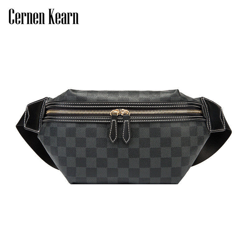 ck男士格子胸包潮百搭斜挎单肩包 vaticley男士包袋