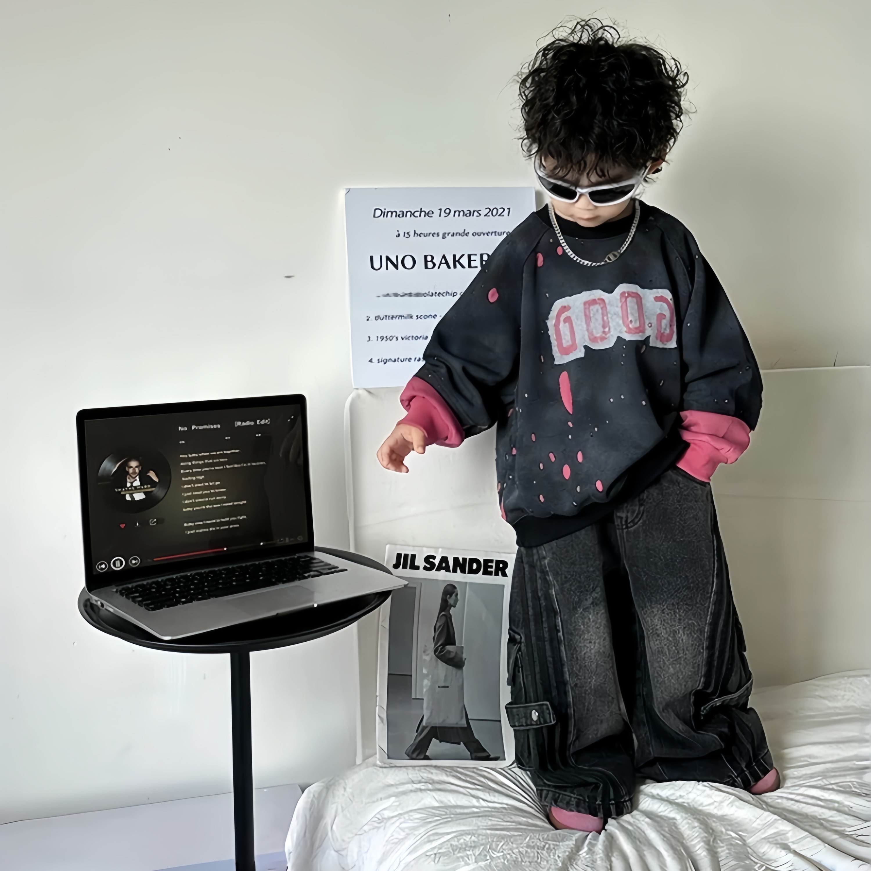 男童韩版帅气套装2026新款时尚破洞假两件卫衣酷帅工装牛仔裤套装,淘宝优惠券,粉丝福利购,淘宝优惠卷