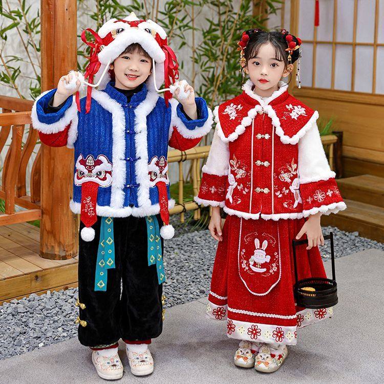 女童拜年服冬季加绒加厚元旦儿童喜庆演出服中国风唐装新年棉服,淘宝优惠券,粉丝福利购,淘宝优惠卷