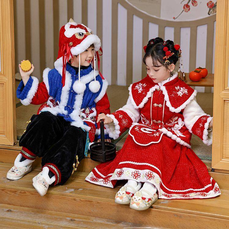 女童拜年服冬季加绒加厚元旦儿童喜庆演出服中国风唐装新年棉服,淘宝优惠券,粉丝福利购,淘宝优惠卷