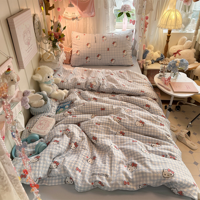 A类三丽鸥双层纱四件套纯棉全棉2025新款床单被套学生宿舍三件套4