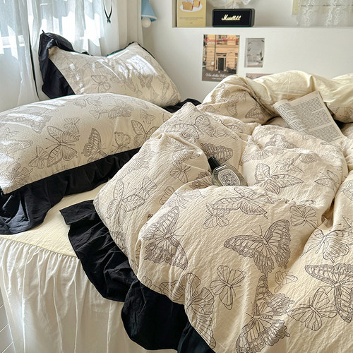 法式蝴蝶四件套全棉纯棉公主复古床上用品2026新款被套床单三件套 - 图1