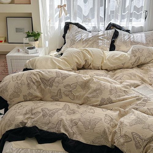 法式蝴蝶四件套全棉纯棉公主复古床上用品2026新款被套床单三件套 - 图2