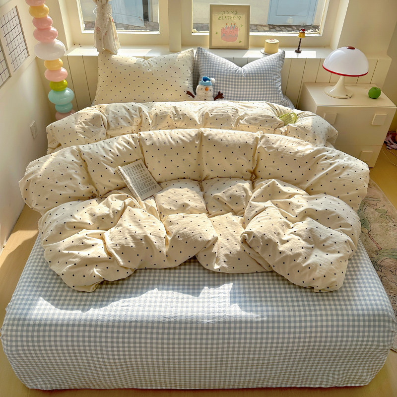 A类韩系波点床上四件套纯棉全棉2025新款床单被套学生宿舍三件套4